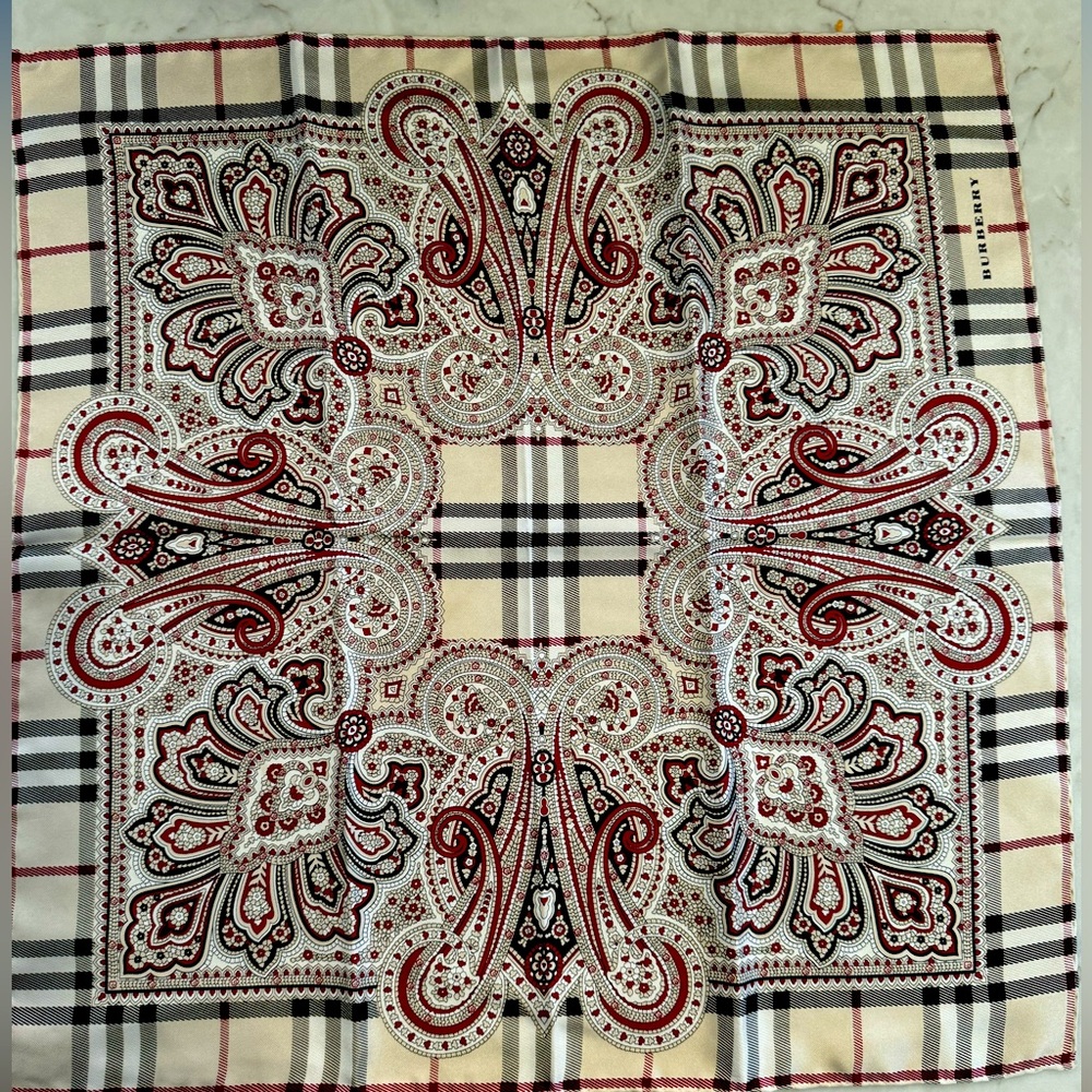 BURBERRY silk scarf 13” square